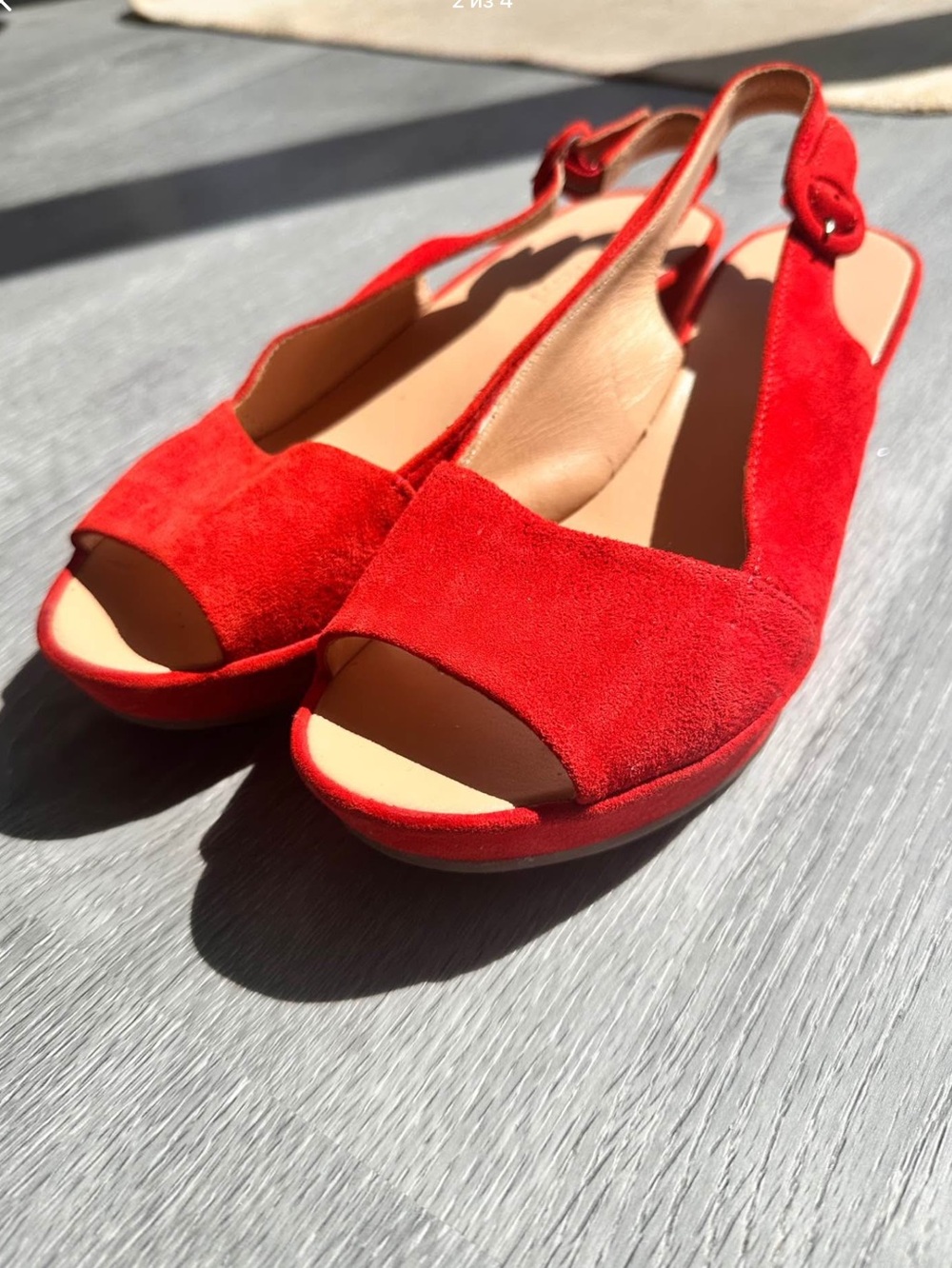 Women’s Red Suede Open-Toe Slingback Sandals